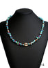 Boho Necklace, Blue Colorful Gold Shell